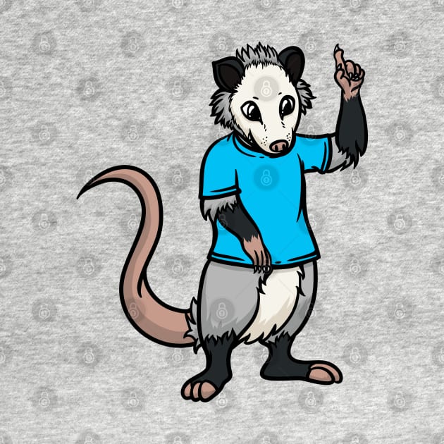 Cute Anthropomorphic Human-like Cartoon Character Opossum in Clothes by Sticker Steve